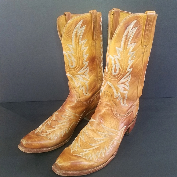 Lucchese Shoes 883 By Lucchese Mens Embroidered Cognac Snip Toe